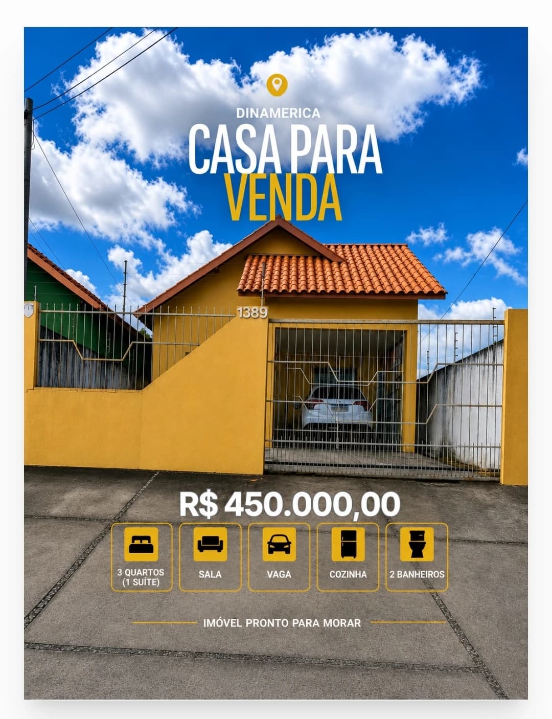 Casa de quartos com suite no dinamerica